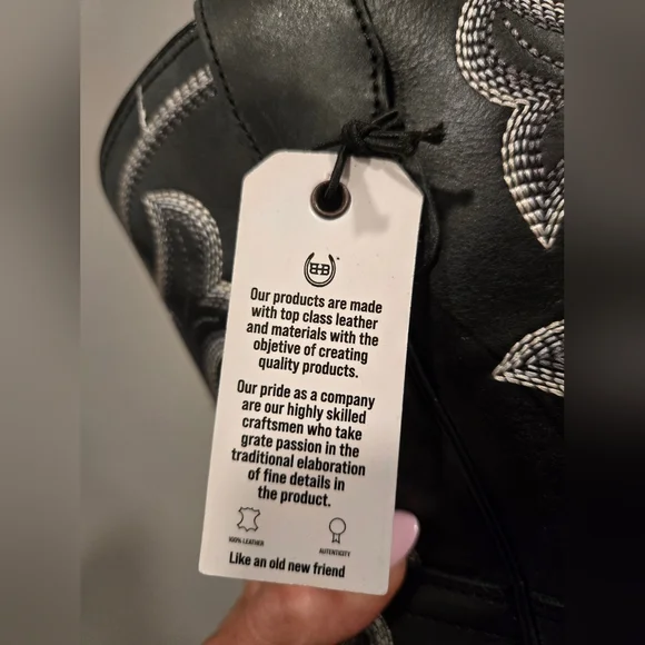 🤠NWT Leather Western Cowboy/Cowgirl Black  Boots NIB - Picture 5 of 15